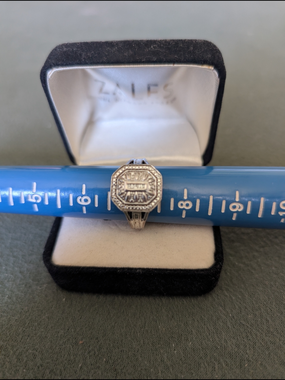 Zales Sterling Silver 925 Diamond Square Shape Ring Size 7